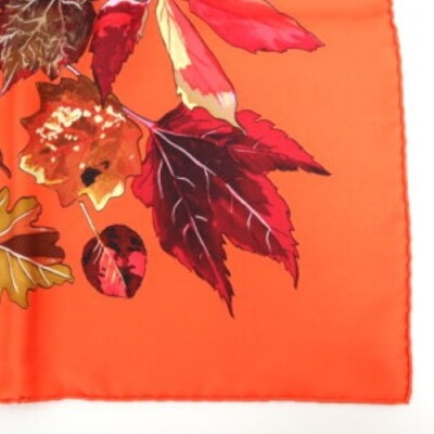 HERMES エルメス カレ90 tourbillon シルク100% Hermes Carre 90 Scarf Silk 100 Tourbillon Swirl Red Orange