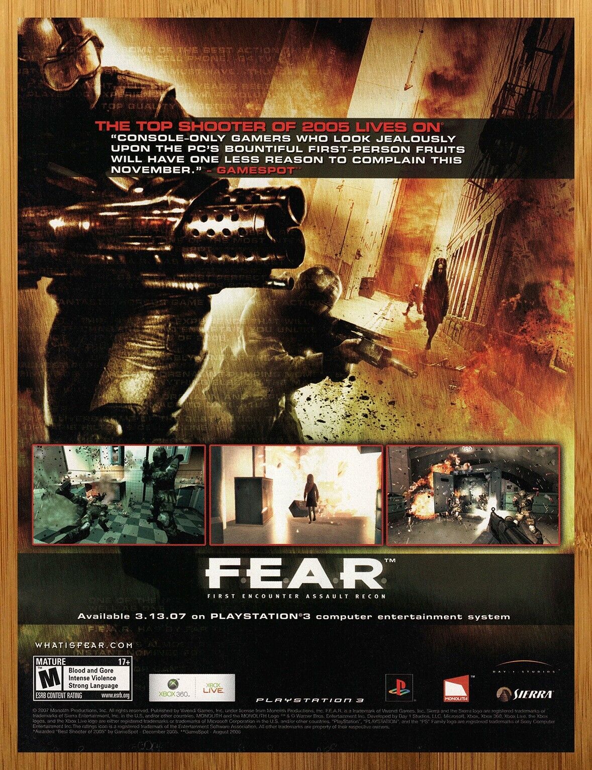 2007 BlackSite: Area 51 PS3 Xbox 360 PC Print Ad/Poster Video Game Promo Art