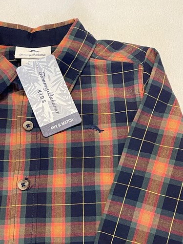 NWT Tommy Bahama Kids Boys Long Sleeve Button Down Plaid Shirt Size S (5/6) - Picture 3 of 6