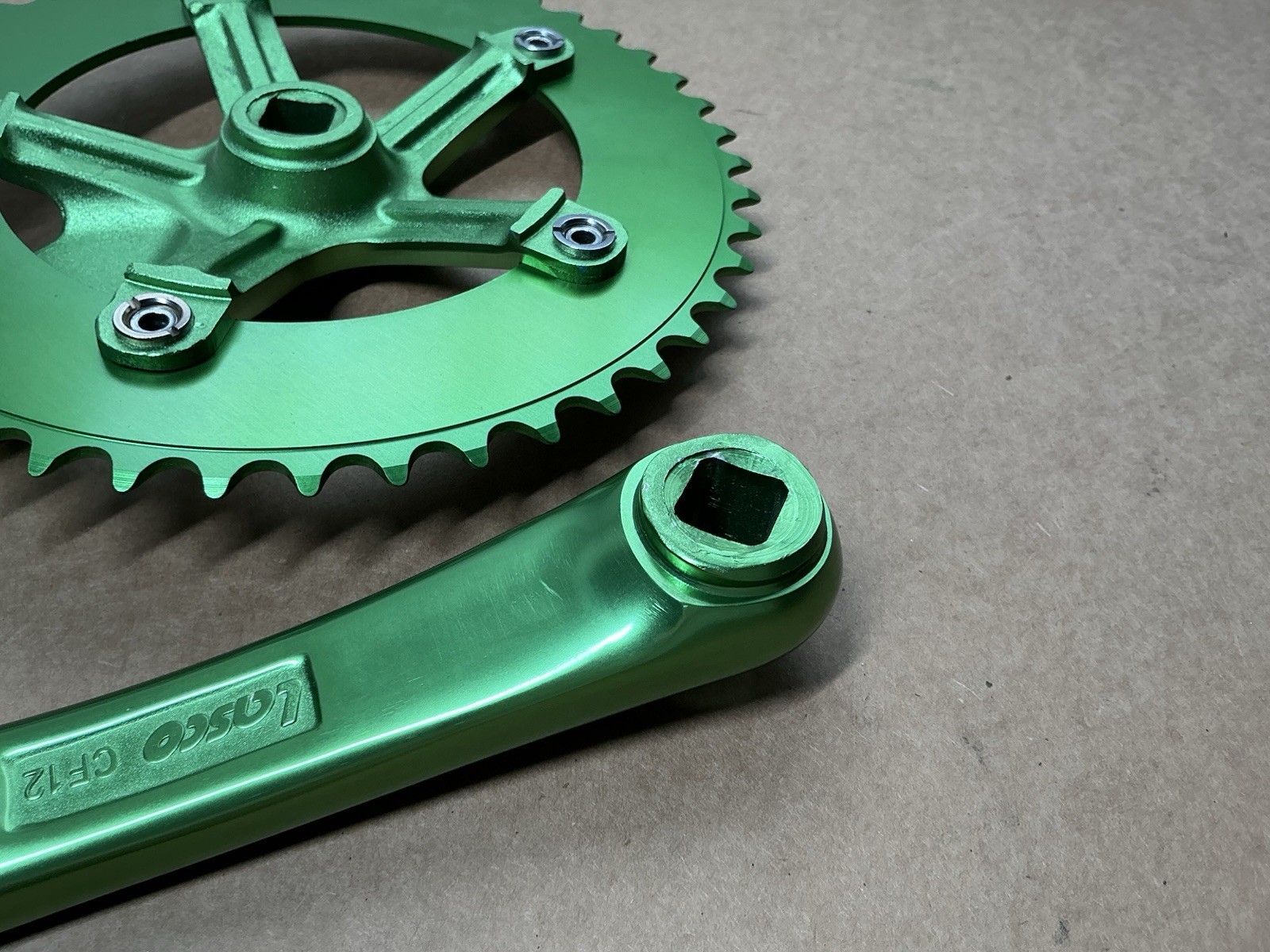 Lasco Single Speed Crankset Green Anodized 170mm X 46t Chainring Road/Track New