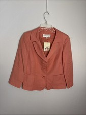 Jones New York Women's 4 Linen Blend 3/4 Sleeve Lined Blazer
