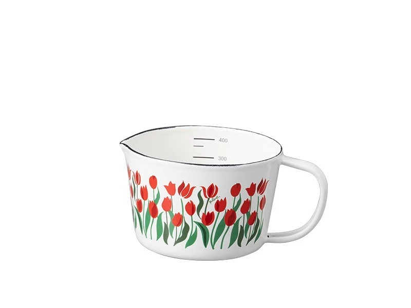 Enamel Measuring Cup Made in Japan Cookware - Nostalgic Tulip Design 450ml