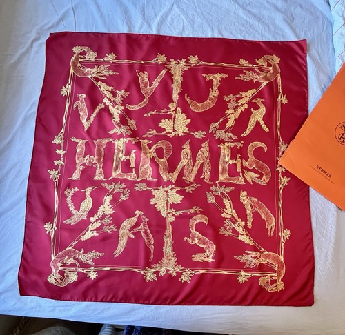 Hermes Alphabet III Silk Scarf 90 Cm Authentic Excellent Condition Annie Faivre