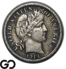 1914-S Barber Dime 10C Silver VF, Better Date San Francisco Mint