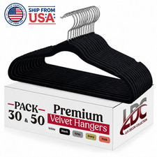30/50 Pack Metal Wire Hangers Non-Slip PVC Coated Slim Space Saving Clothes Rack