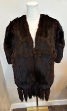 Vintage Dark Brown Mink Fur Stole Cape Shawl Wrap Tails One Size Fits Most