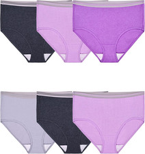 6 Pack Fruit of the Loom Women's Black Cotton Brief - Size 8