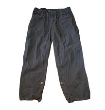Fresh Produce Womens Black Pants S Drawstring Roll Tab Button Stretch Pockets