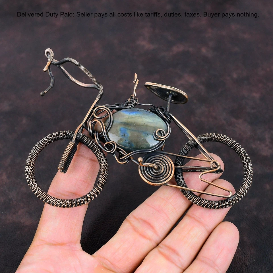 Venta Año Nuevo Cobre Labradorita Piedra Graduación Hecho a Mano Artesanal Ciclo Colgante Foto 4 de 4