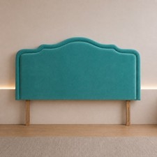 Curved Headboard Arched Plush Velvet Upholstered Divan Bed Headboard with Border