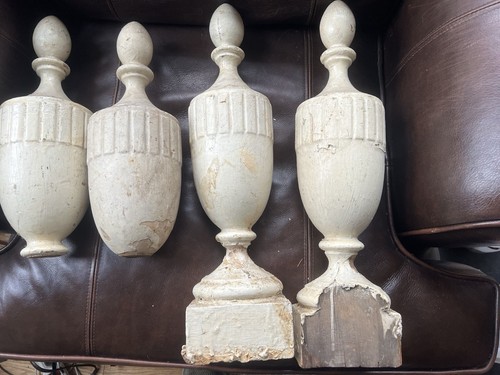 Antique Architectural Salvage White Wood Finials Victorian Farmhouse Cottage