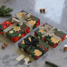 Gift Wrapping Christmas Pattern Paper Rolls, 1pc