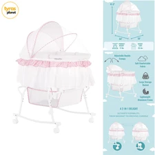 Dream on me Lacy Portable 2-in-1 Bassinet & Cradle - Lightweight with Storage