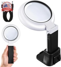 JARLINK Magnifying Glass with Light and Stand, 3 Modes Foldable Magnifier  3-Mo
