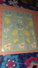 Vintage American Greeting Stickers Baby Teddy Bear Rocking Horse 1 Sheet READ