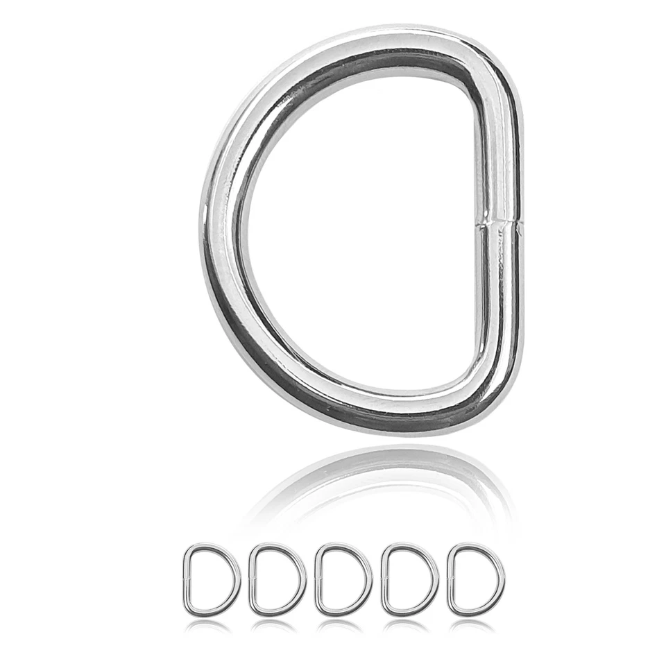 GANZOO 5er Set D Ring aus Edelstahl, 50mm x 41mm, Materialstärke 6mm, nichtrostend