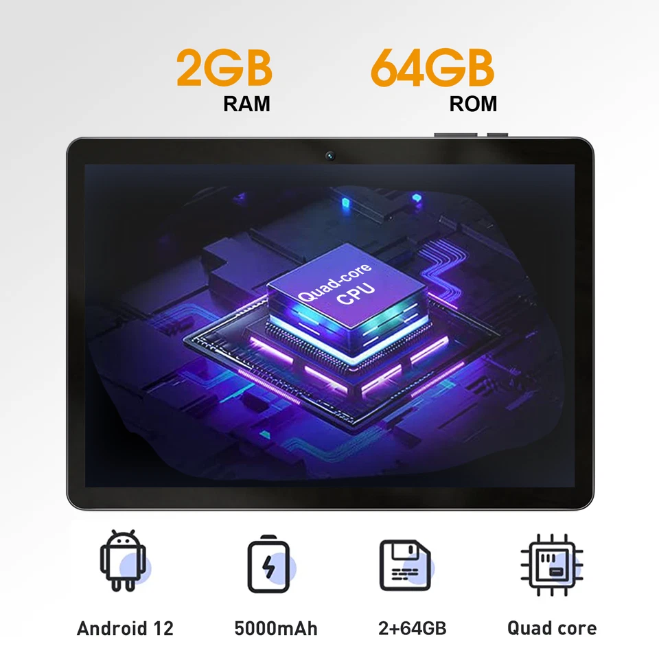 SGIN Pad 10 Wi-Fi Tablet 10,1 Zoll 2GB+64GB Octa Core Android 8000mAh Schwarz - Bild 3 von 4