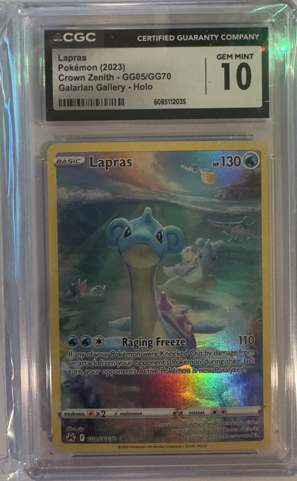 Lapras GG05/GG70 Crown Zenith: Galarian Gallery Holo PSA 10