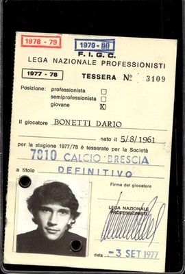 F.I.G.C. card 1977/78 Brescia Dario Bonetti