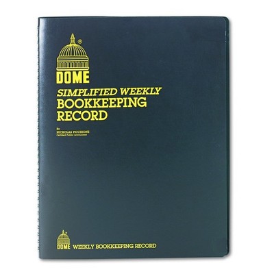 DomeSkin Dome DOM600 Bookkeeping Record Book Weekly 128 9 x11 Inches, Brown 