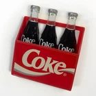 Coca Cola Set Of 4 Vintage 1993 Refrigerator Magnets 3 Bottles in Carrier