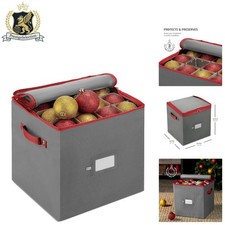 Portable Gray Ornament Storage Container - Stores 64 Christmas Ornaments Safely