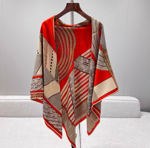 70% Cashmere 30% Silk Wrap Scarf circular Print Double Face Print Shawl 55'' new