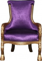 Casa Padrino Barock Lounge Sessel Lila / Gold MöBel Antik Stil - Wohnzimmer