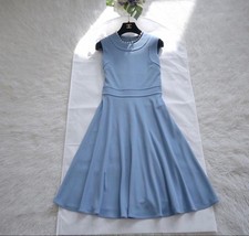 GUCCI Dress XS 100cm Length Light Blue Stretch Fabric Elegant Design