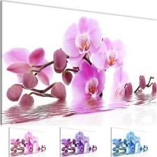 Wandbild Blumen Orchidee Bild XXL Wohnzimmer Bilder 100x40 cm violett rosa blau