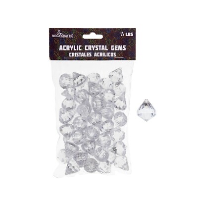 Mega Crafts - 1/2 Pound Acrylic Decorative Gemstones - Clear