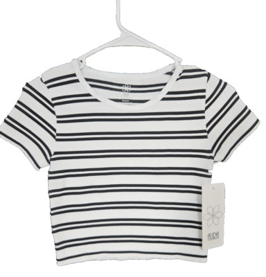 Aura Small S/M White With Black Stripes  NWT