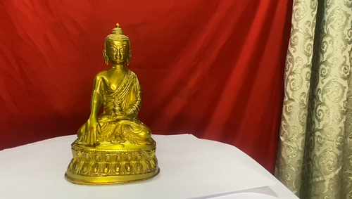 Lord Buddha Statue Handmade Brass Prayer Figurine Home Office Decor Figure Gift - Video 1 of 1