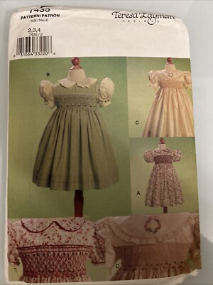  Vogue 7435 Size 2-3-4 Teresa Layman Smocked Dress &  Embroidery Transfer FF 