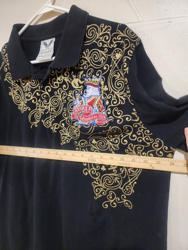 Vtg Avirex Collection Polo, Patch King Black White Gold Red 2XL. - Picture 7 of 8