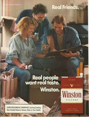 winston cigarette ads 1988 Winston Cigarettes Real Friends Tobacco vintage print ad 80's  advertisement