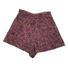 La Fuori Anthropologie Purple Floral Embroidered High Waist Shorts M