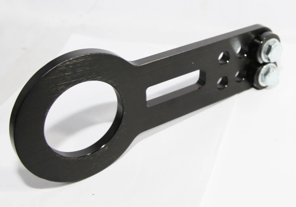 Gancho de remolque JDM de aluminio anodizado CNC universal frontal negro de 10 piezas Foto 4 de 4