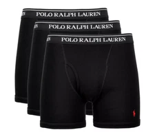 3 Polo Ralph Lauren Boxer Briefs BLACK Classic 3 Pack Cotton Underwear $49 SALE