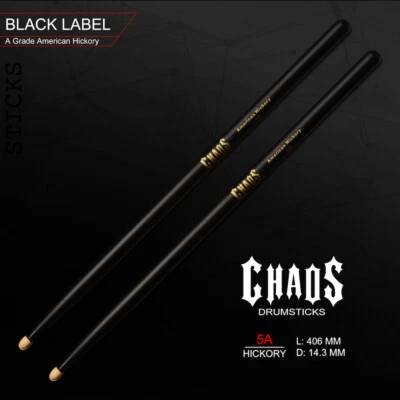 DRUM STICKS CHAOS 5A BLACK & GOLD DRUMSTICKS DRUM STICKS