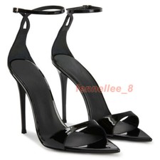 Women Pointed Open Toe Ankle Strap Prom Sandals Stiletto High Heels Pumps Shoes