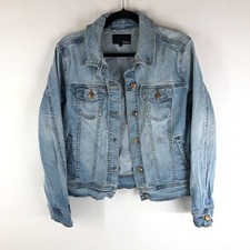 Etam Womens Denim Jacket Retro Trucker Medium Wash Stretch M