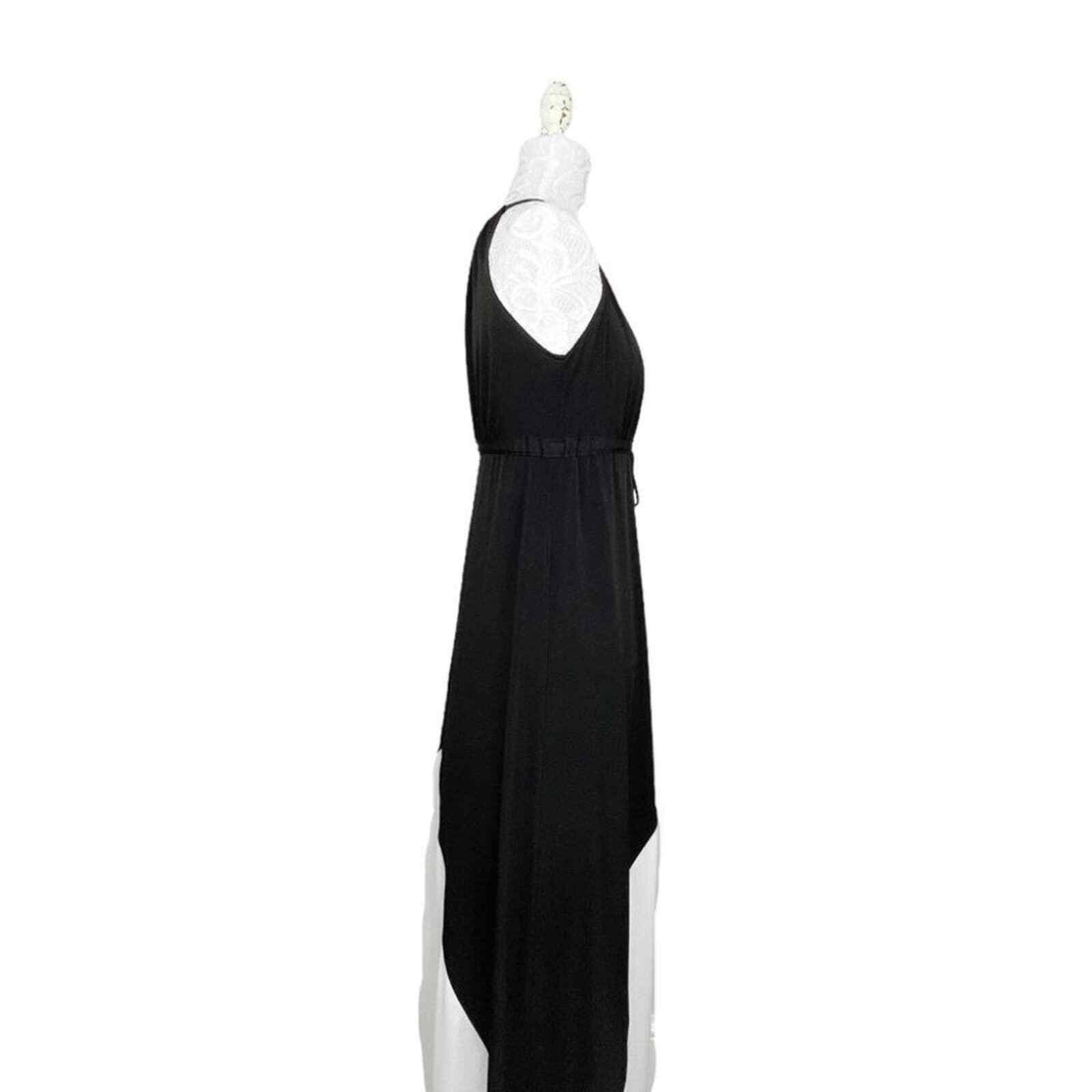 New York & Co. Halter Keyhole Color Block Maxi Dress Black White Women
