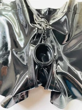 Mens Black latex boxer codpiece hidden two sheath 0.4mm custom-made fetish BDSM