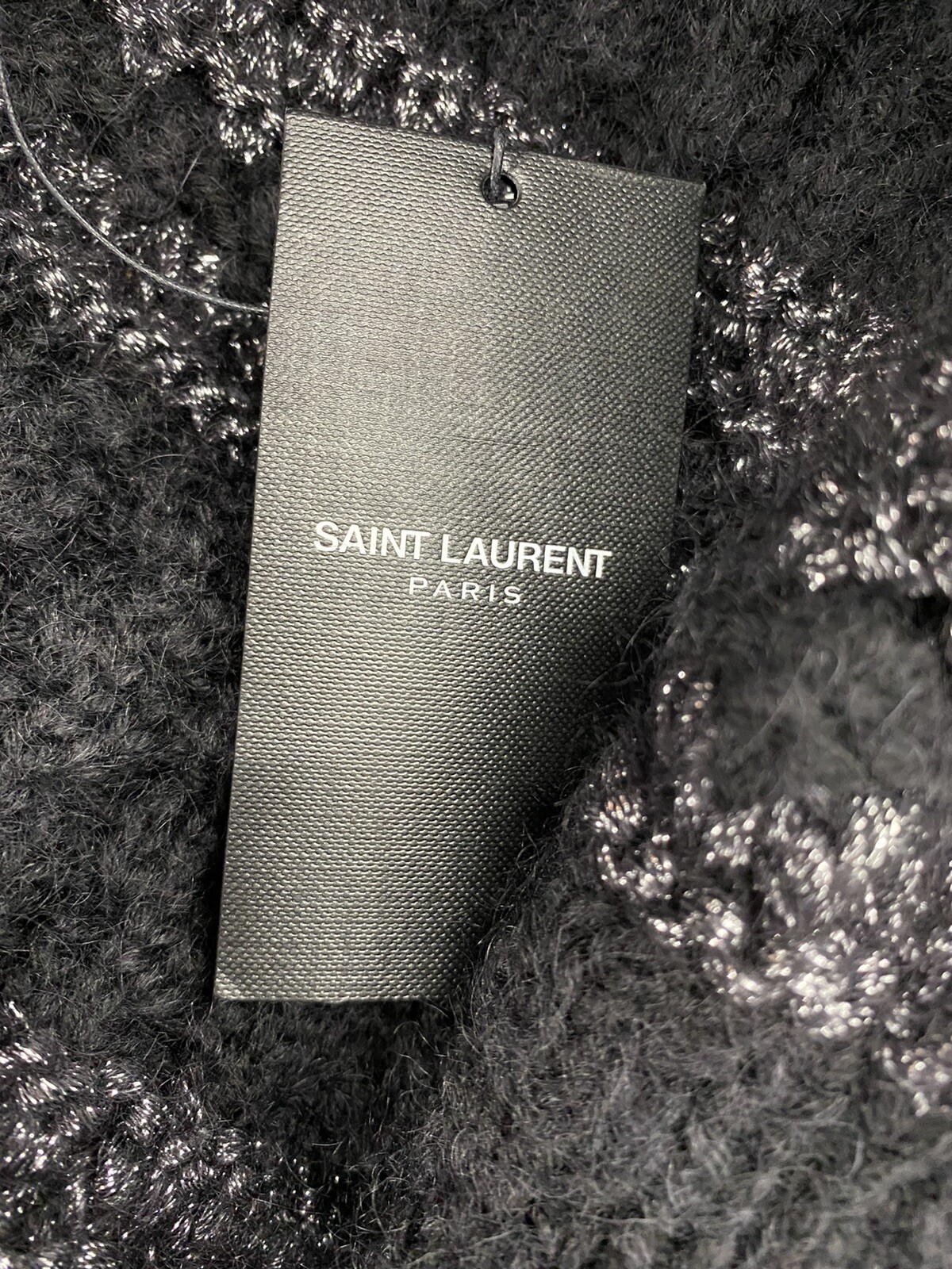 Maglione girocollo Saint Laurent nero e argento $1.300 taglia XXL Made in Italy