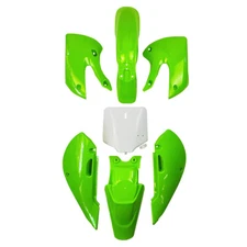 6 Green+1 White Plastic Motorcycle Body Mudguard Fender Cover Full Fairing Kits