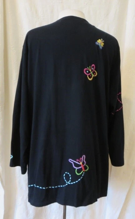 MICHAEL SIMON LITE цветочный вышитый черный кардиган куртка женщин XL - Изображение 3 из 4