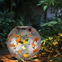 Kugelleuchte AußEnlampe Solarleuchte Erdspieß Silbergrau Gold Led AhornbläTter
