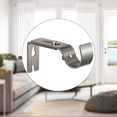 Adjustable Brackets for Curtain Rod, 1” Heavy Duty Curtain Rod 2 PCS Silver - Bild 6 von 7