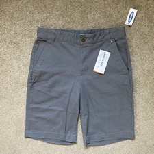 Boys Old Navy Size 14 Gray Built-In-Flex Chino Shorts Adj. Waist NWT